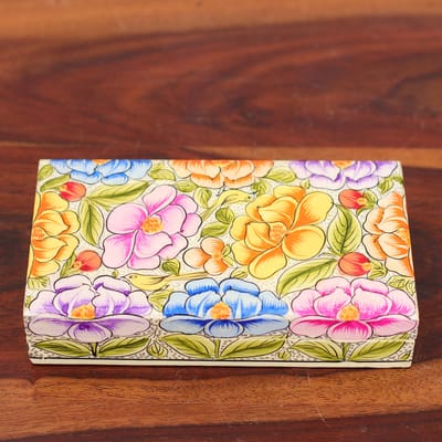 Wooden jewellery box, handmade trinket box, antique jewellery box, kashmiri paper mache handpainted box